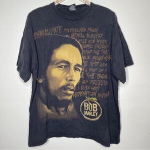 BOB MARLEY REDEMPTION SONG BLACK AND TAN GRAPHIC T SHIRT SZ 1X